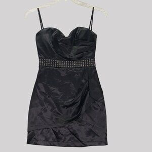 Love Tease Black Strapless Mini Dress With Studded Waistband Size 7